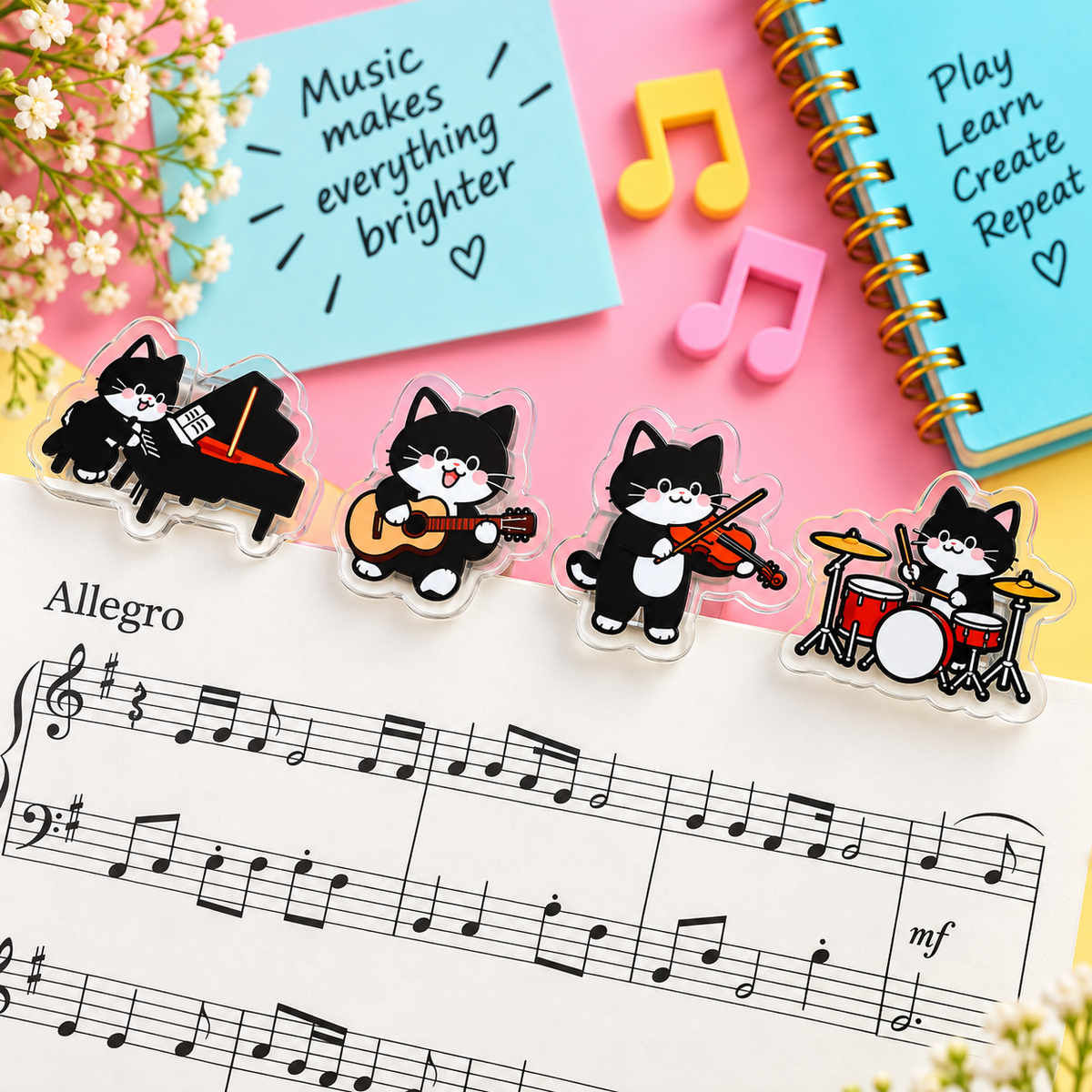 Musical Cats - Sheet Music Clips (Guitar and Drums Set)