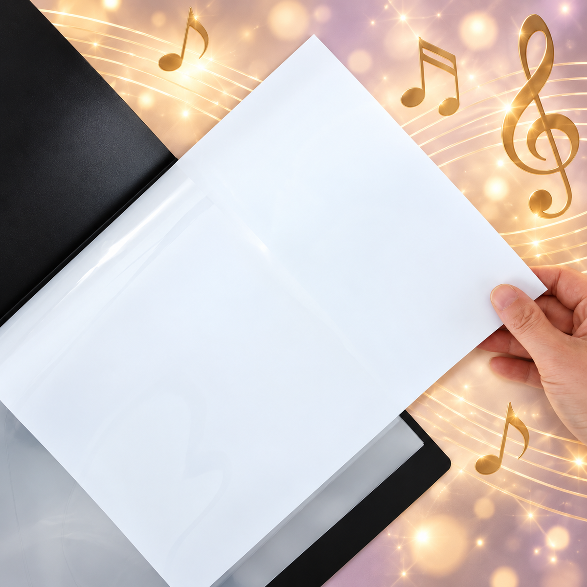 All I Need is Music - Gold Treble Clef A4 Display Folder with 20 Clear Pockets