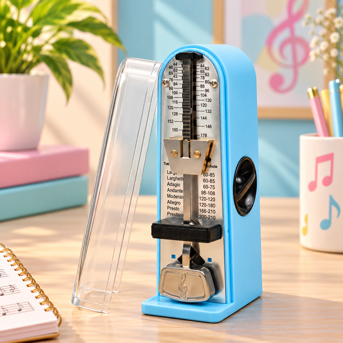 Mini Mechanical Ticking Metronome with Dust Cover (Blue)