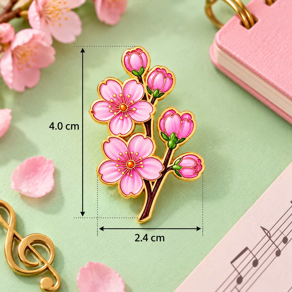 Pink Cherry Blossom Enamel Pin