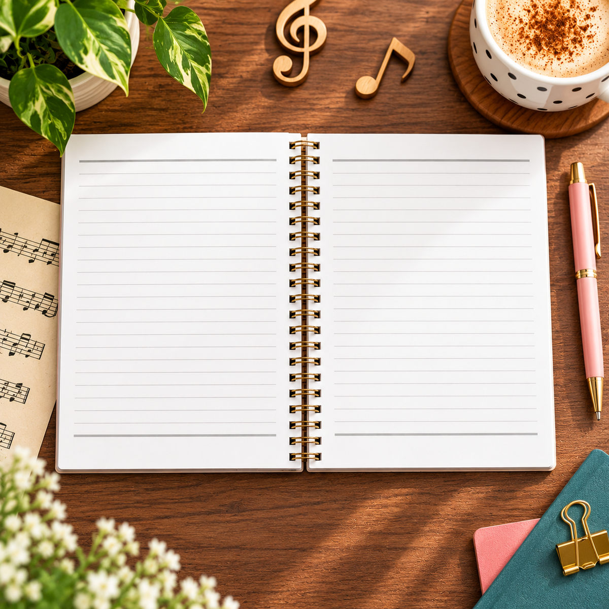 A5 Classic Piano Keys Spiral Notebook (60 Pages)