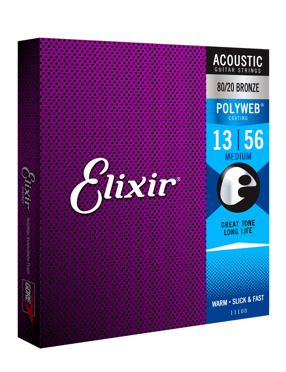 Elixir 11100 民谣吉他琴弦 Polyweb 涂层 80/20 青铜 Medium (13-56)