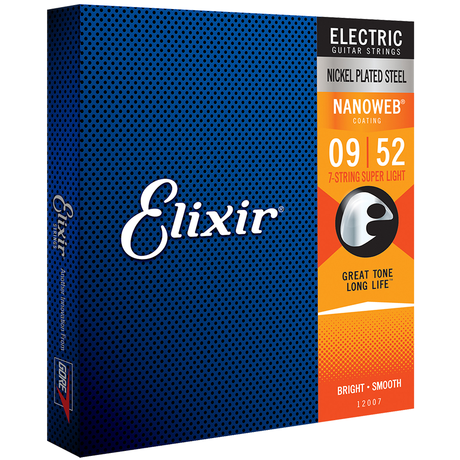 Elixir 12007 七弦电吉他 Nanoweb 超轻琴弦套装 9-52