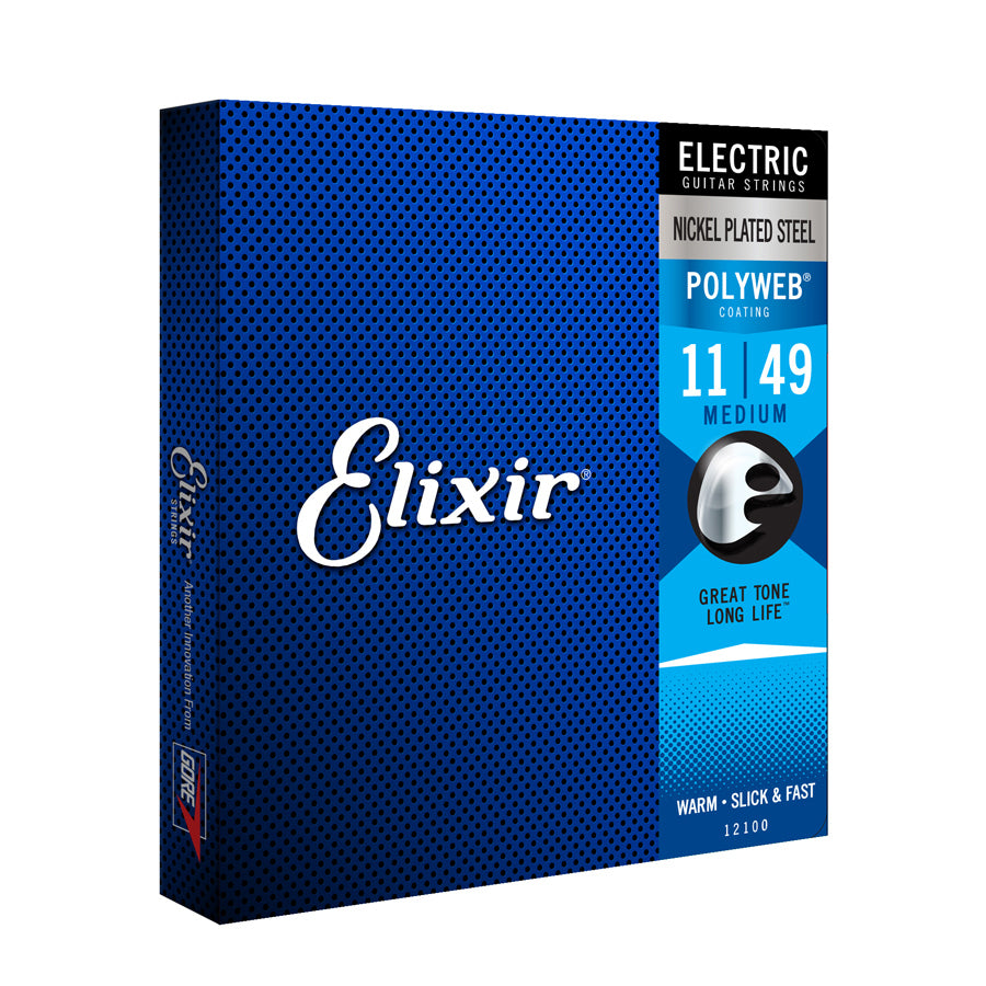 Elixir 12100 电吉他琴弦 Polyweb 涂层镍合金 中等张力 11-49