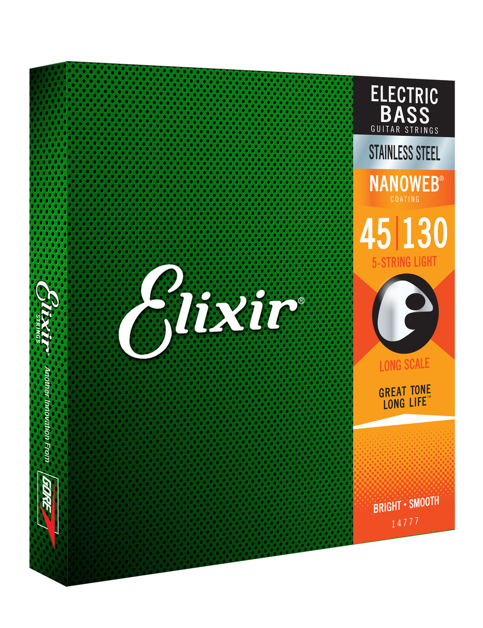 Elixir 14777 Nanoweb 5弦贝斯吉他不锈钢轻型琴弦套装 45-130