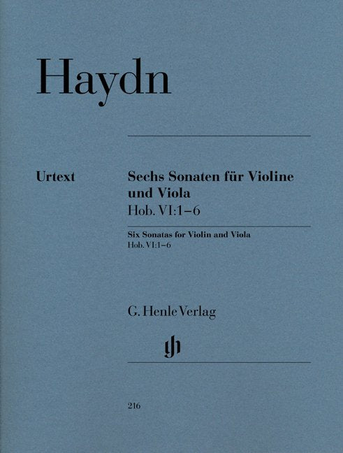 Sonatas 6 Hob 6 No 1 To 6 Vln/Vla - G. Henle Verlag