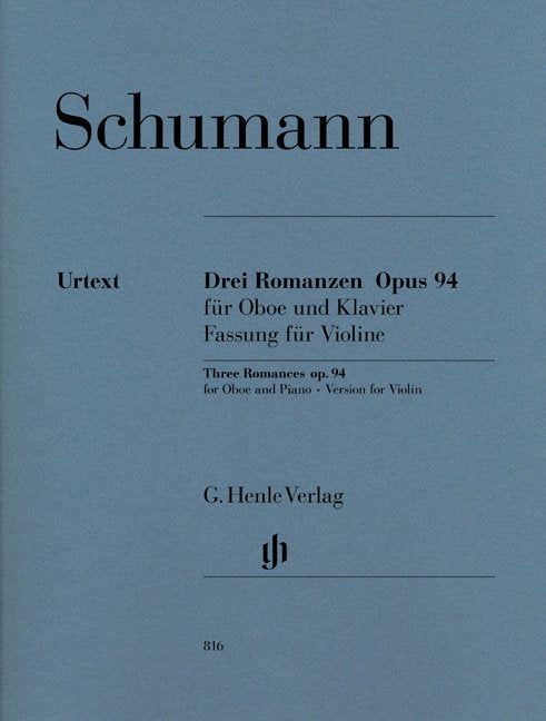 Schumann - 3 Romances Op 94 Violin/Piano - G. Henle Verlag