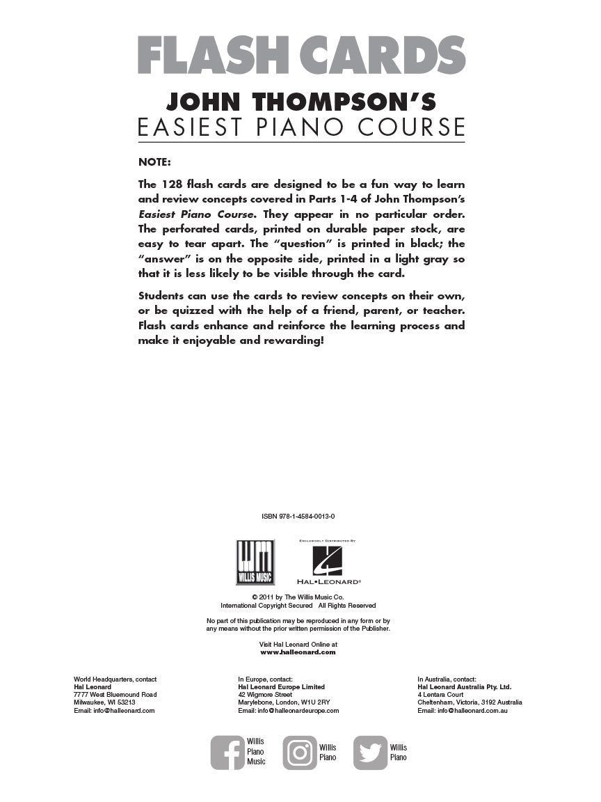 John Thompsons Easiest Piano Course - Flash Cards (128 Cards) & Keyboard
