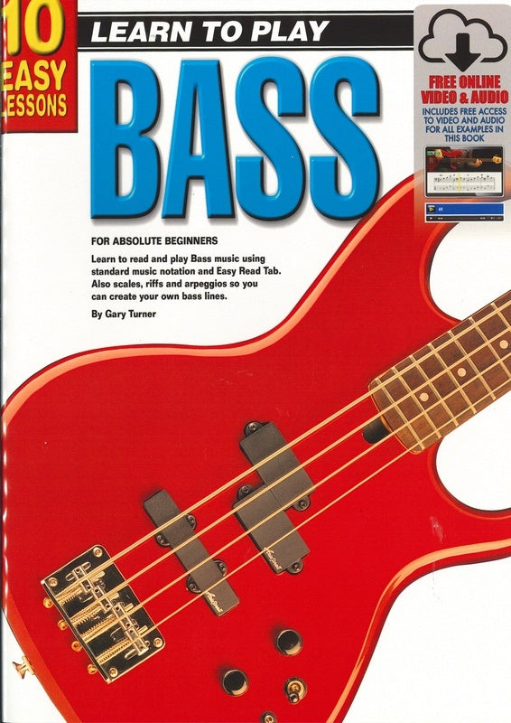 10 Easy Lessons Learn To Play Bass Book/Olm