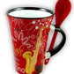 CAPPUCCINO MUG WITH SPOON SAXOPHONE RED