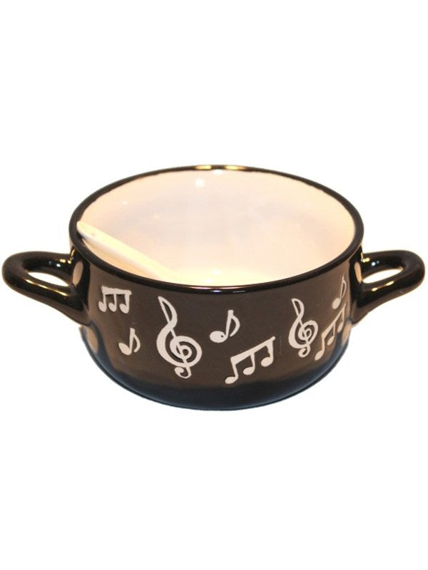 MUSIC NOTE BOWL WITH SPOON WHITE