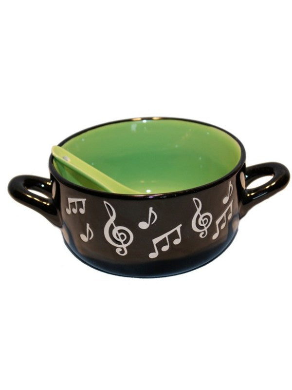 MUSIC NOTE BOWL WITH SPOON GREEN