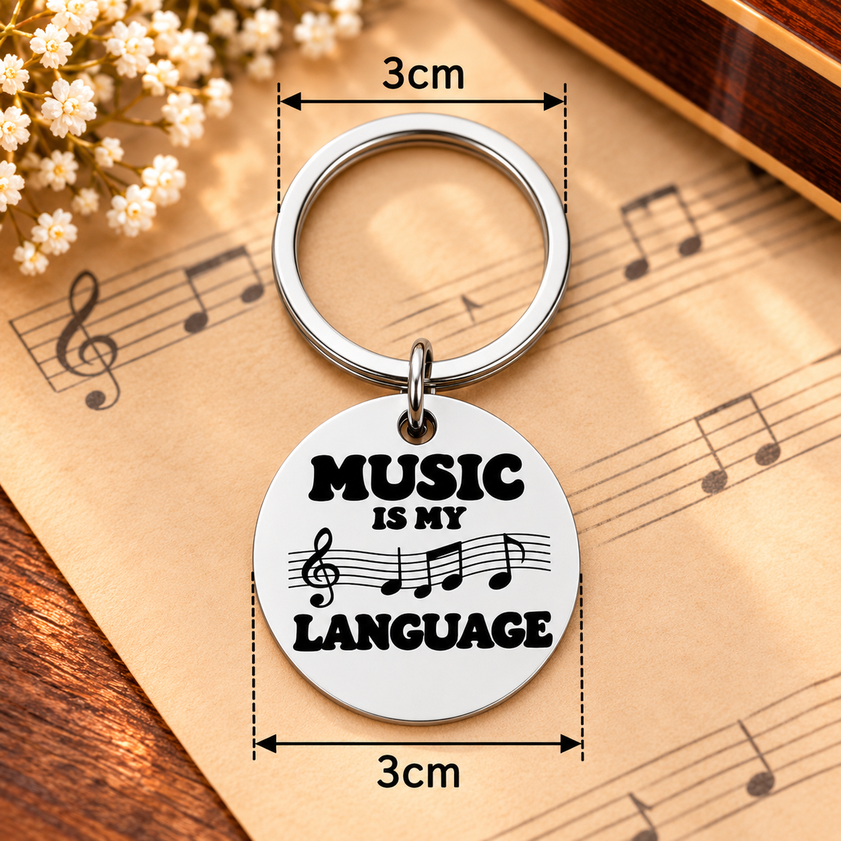 Music is My Language Stainless Steel Keyring
