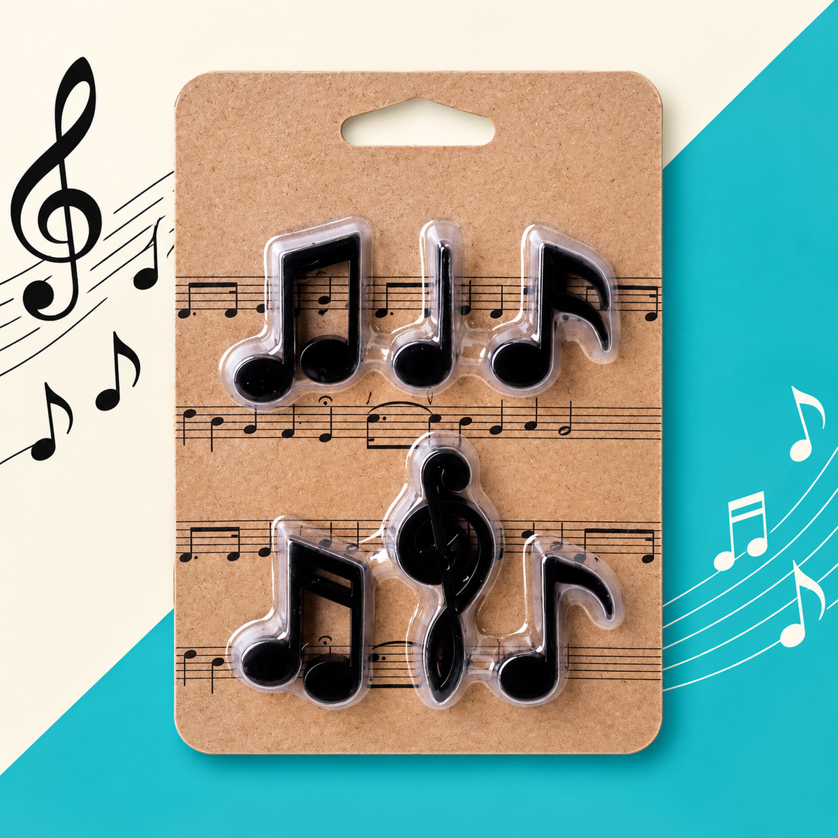 Musical Note Fridge Magnet Set (Black)