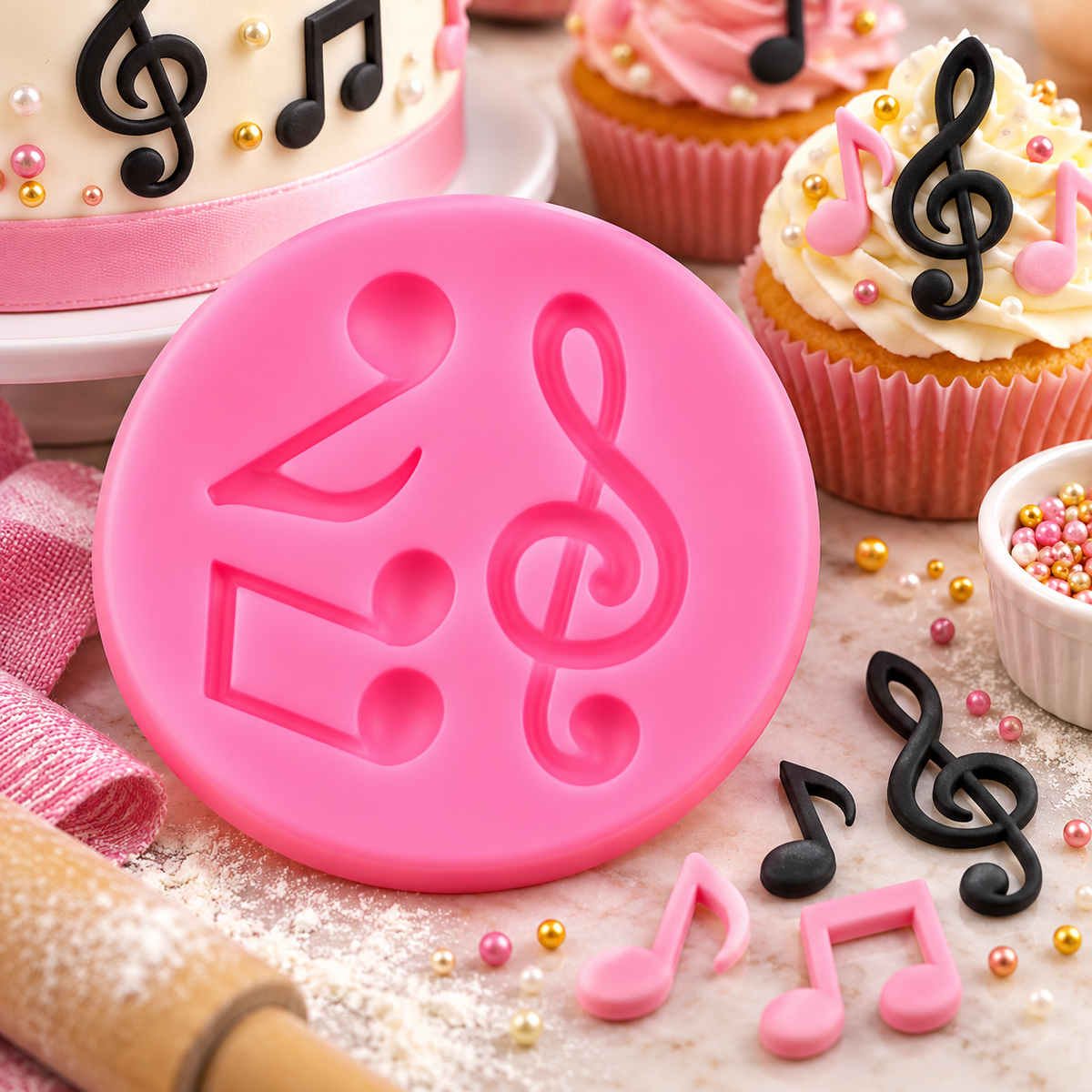 Mini Musical Notes Silicone Cake Decorating Mould – 3 Designs