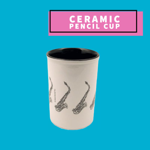 Ceramic Pencil Cup - Saxophone Design Giftware