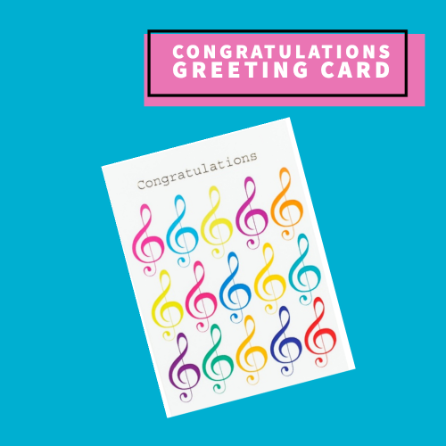 Congratulations Blank Greeting Card - Jazzy Treble Clef Design Giftware