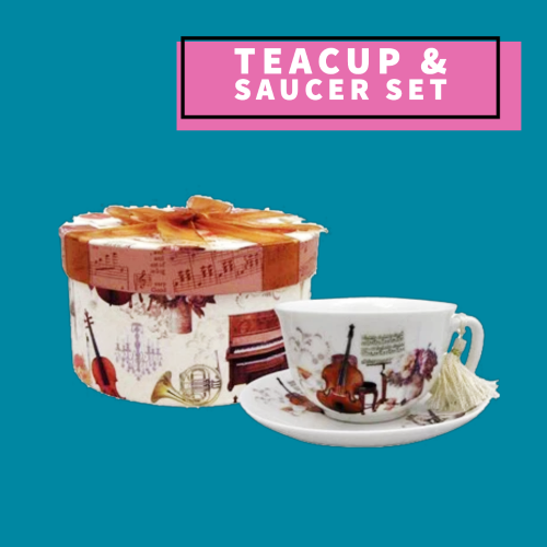 Teacup & Saucer Music Design In Decorative Gift Box Giftware