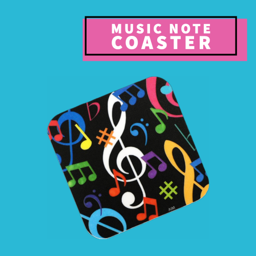 Drink Coaster - Multi Colour Music Notes Design Giftware