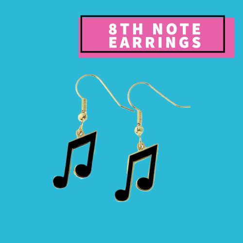 8th Note Earrings (Black)