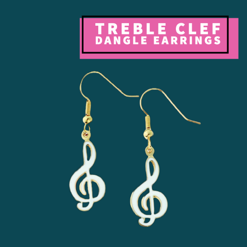 Treble Clef Earrings (White) Giftware