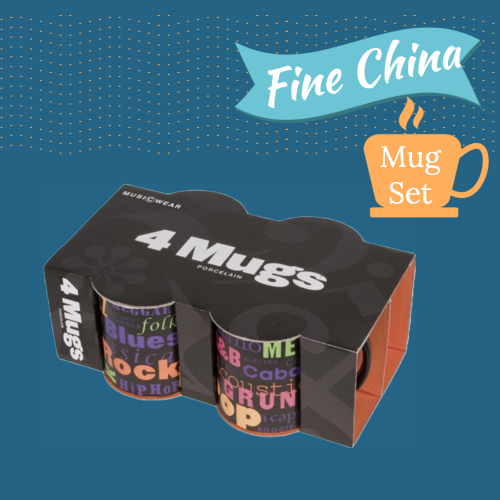 Fine China Mug Set - Music Genres 4 Pack Giftware