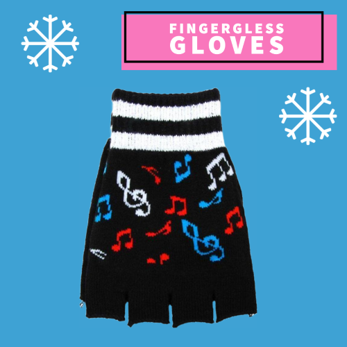 Fingerless Gloves - Colourful Music Notes Giftware