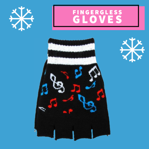 Fingerless Gloves - Colourful Music Notes