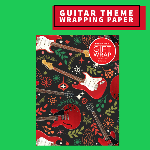 Gift Wrapping Paper - Christmas Red Guitar Theme Giftware