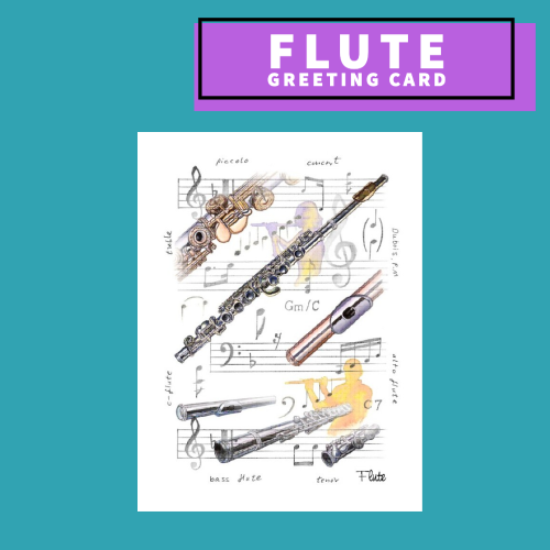Flute Themed Blank Greeting Card Giftware