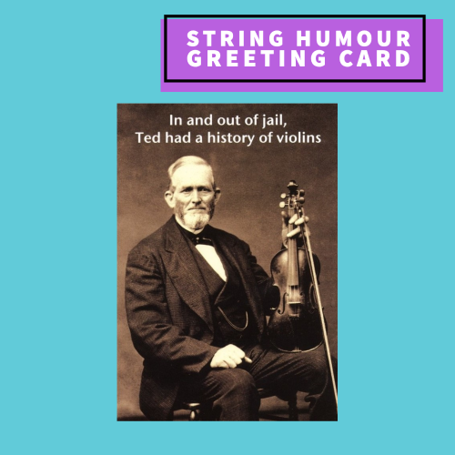 String Humour Violin Blank Greeting Card Giftware