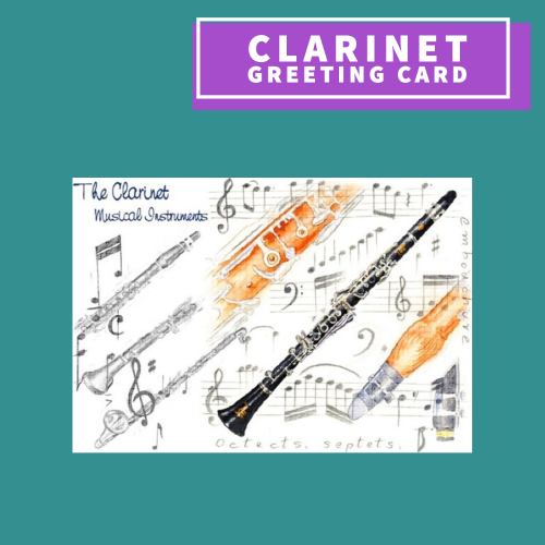 Clarinet Themed Blank Greeting Card Giftware