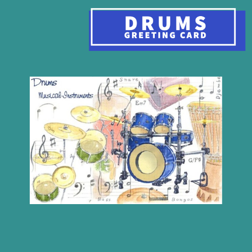 Drum Themed Blank Greeting Card Giftware