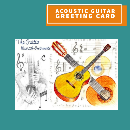 Acoustic Guitar Themed Blank Greeting Card Giftware
