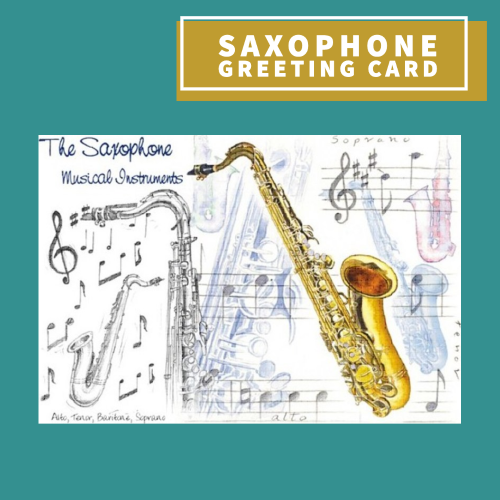 Saxophone Themed Blank Greeting Card