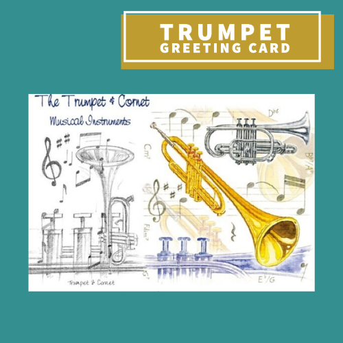 Trumpet Themed Blank Greeting Card Giftware