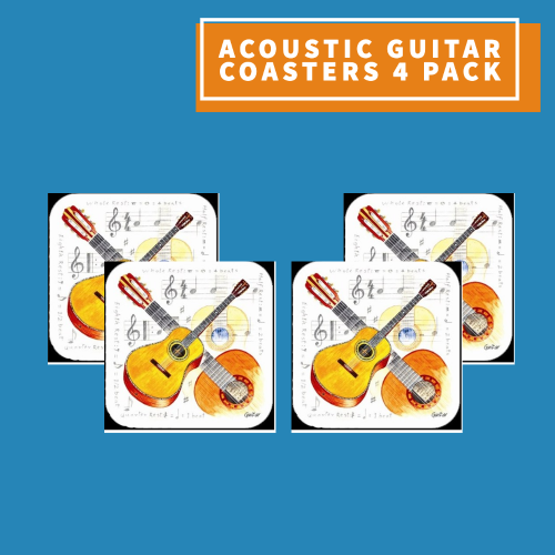 Acoustic Guitar Coasters - Pack Of 4 Giftware