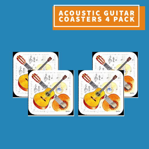 Acoustic Guitar Coasters - Pack Of 4