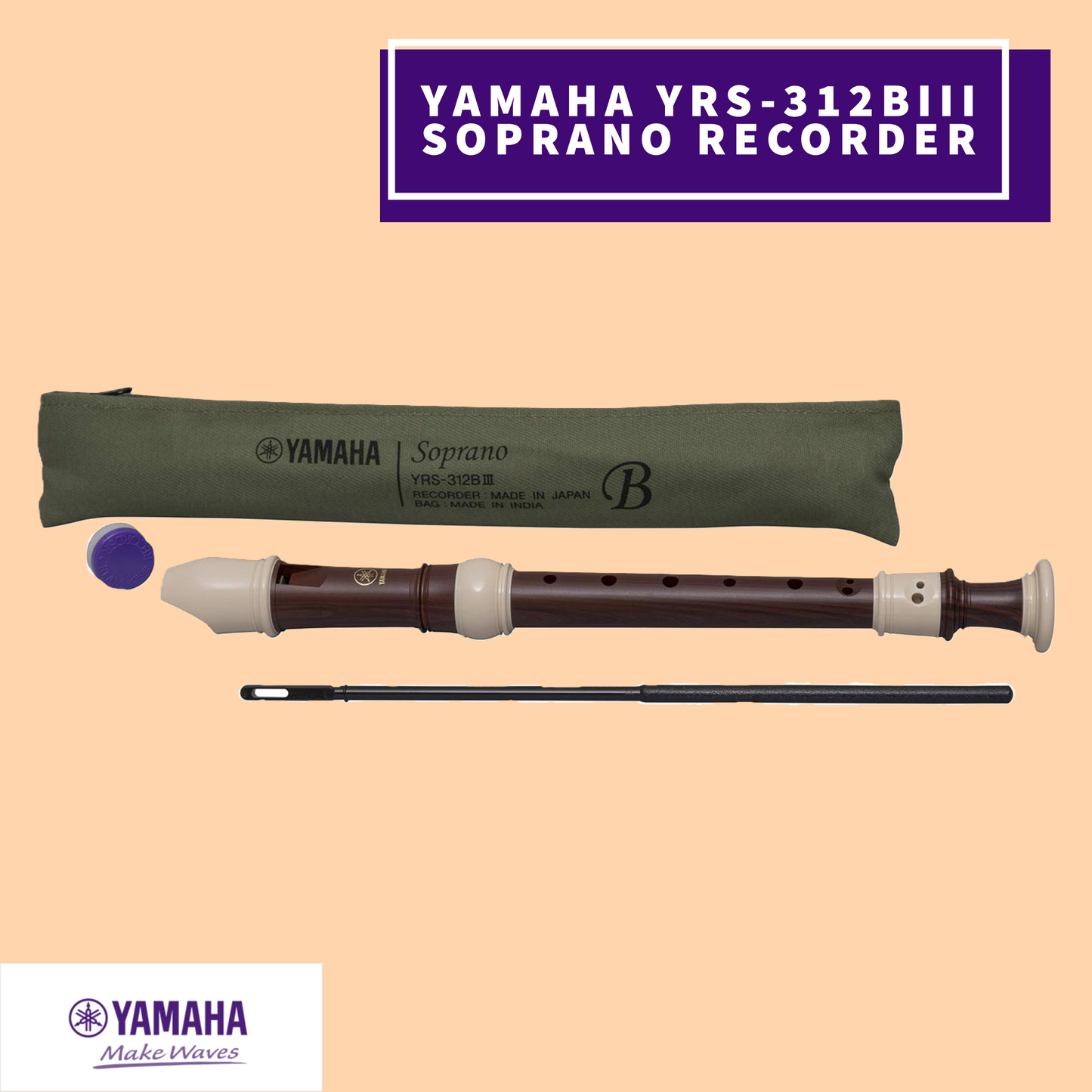 Yamaha Yrs-312Biii Soprano Simulated Rosewood Abs Resin Recorder (Key Of C) Musical Instruments &