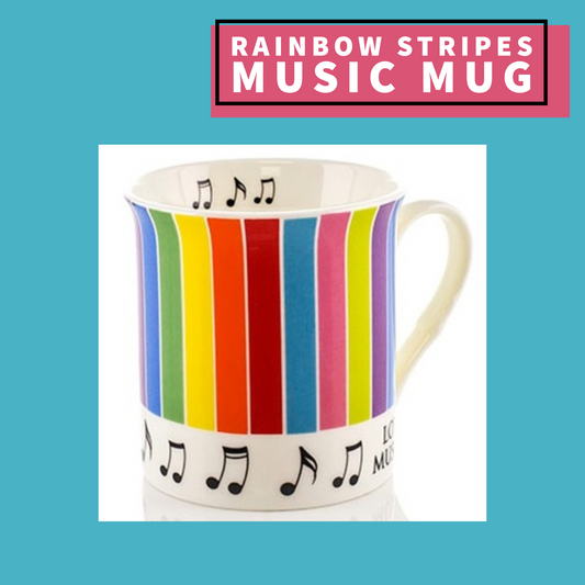 Colour Block Music Mug - Rainbow Stripes Giftware