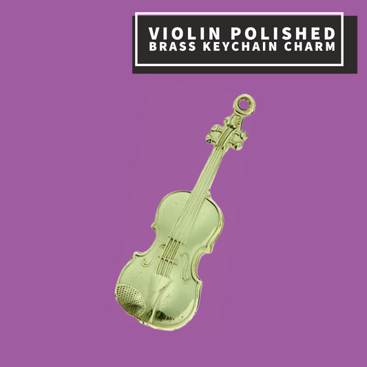 Keychain Charm - Violin Polished Brass Giftware
