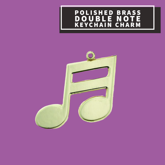 Polished Brass Double Note Keychain Charm Giftware