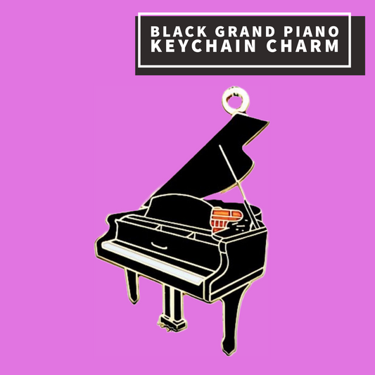 Black Grand Piano Keychain Charm Giftware
