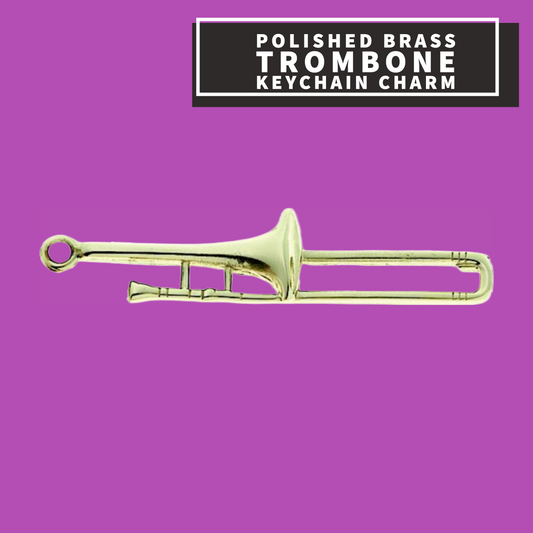 Polished Brass Trombone Keychain Charm Giftware