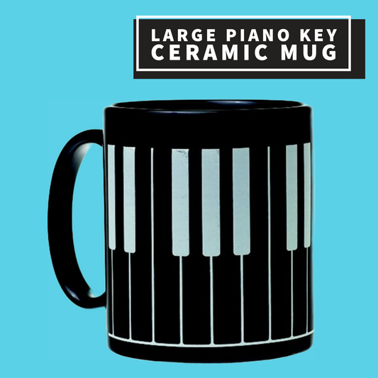 Large Black Piano Key Ceramic Mug Giftware