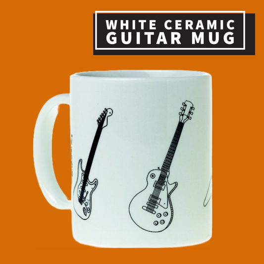 White Ceramic Guitar Mug Giftware