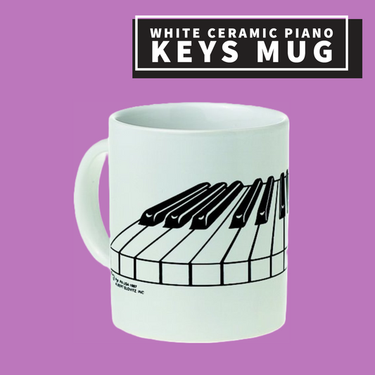 White Ceramic Piano Keys Mug Giftware