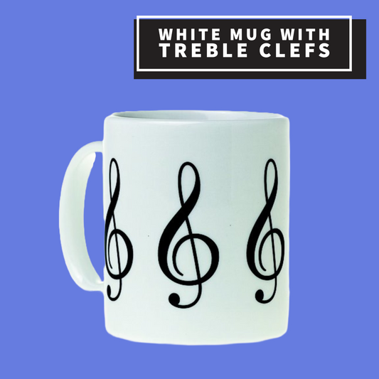 White Ceramic Mug With Treble Clef Design Giftware