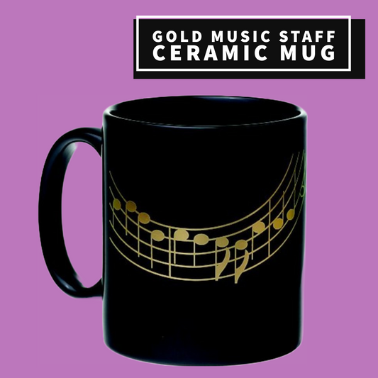 Gold Music Staff Ceramic Mug