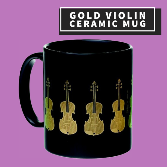 Gold Violin Ceramic Mug Giftware